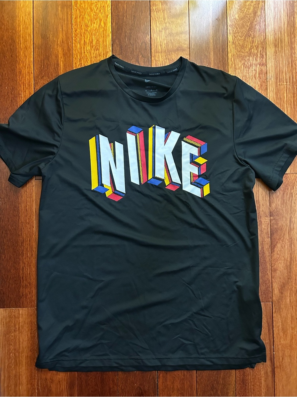 Nike Black Short-Sleeve Tee with Multicolor 3D Logo
